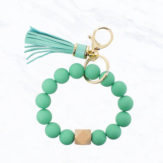 Ball Bracelet Keychain with Tassel: Mint
