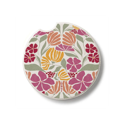 "Floral Melody" Absorbent Stone Car Coaster 1pk
