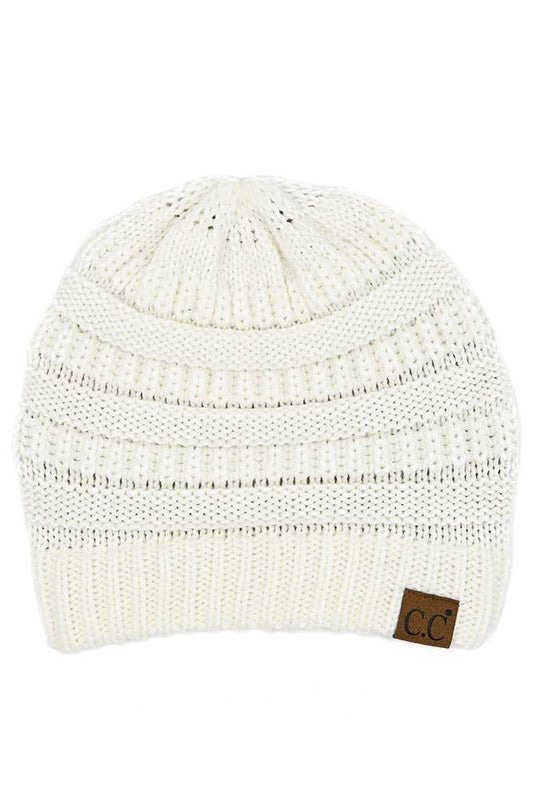 White Cable Knit Classic Beanie Winter Hat