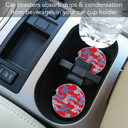 "Americana Bows" Absorbent Stone Car Coaster 1pk