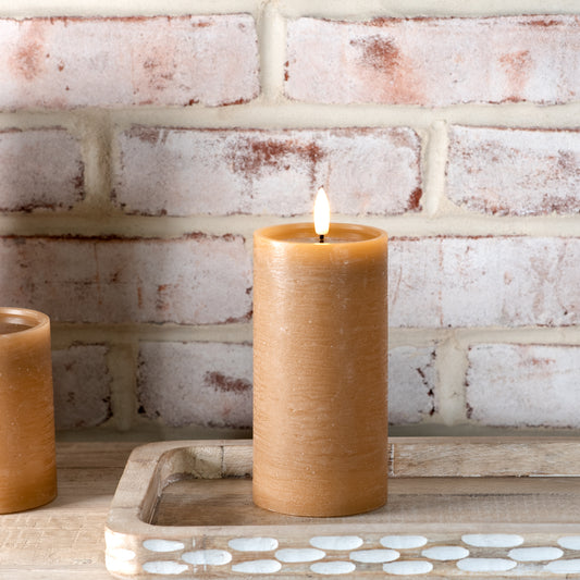 6" CARAMEL LED PILLAR CANDLE w/Timer