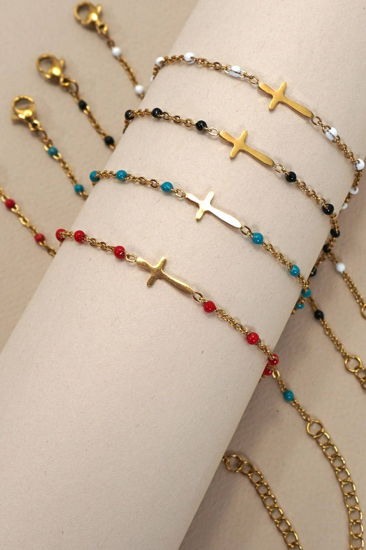 Beaded Cross Bracelet