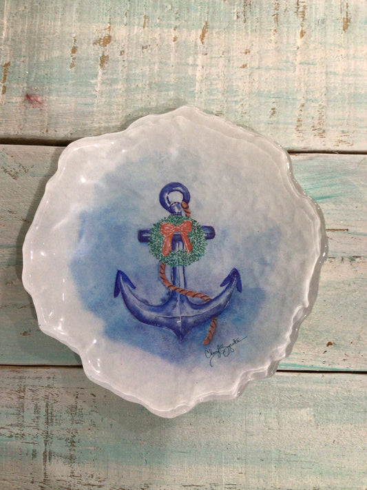 Anchor Wreath 5" Trinket Dish from C.Zapata Art