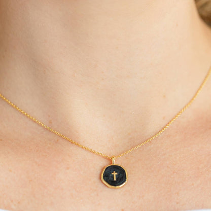 Rose Tiny Cross Pendant Necklace