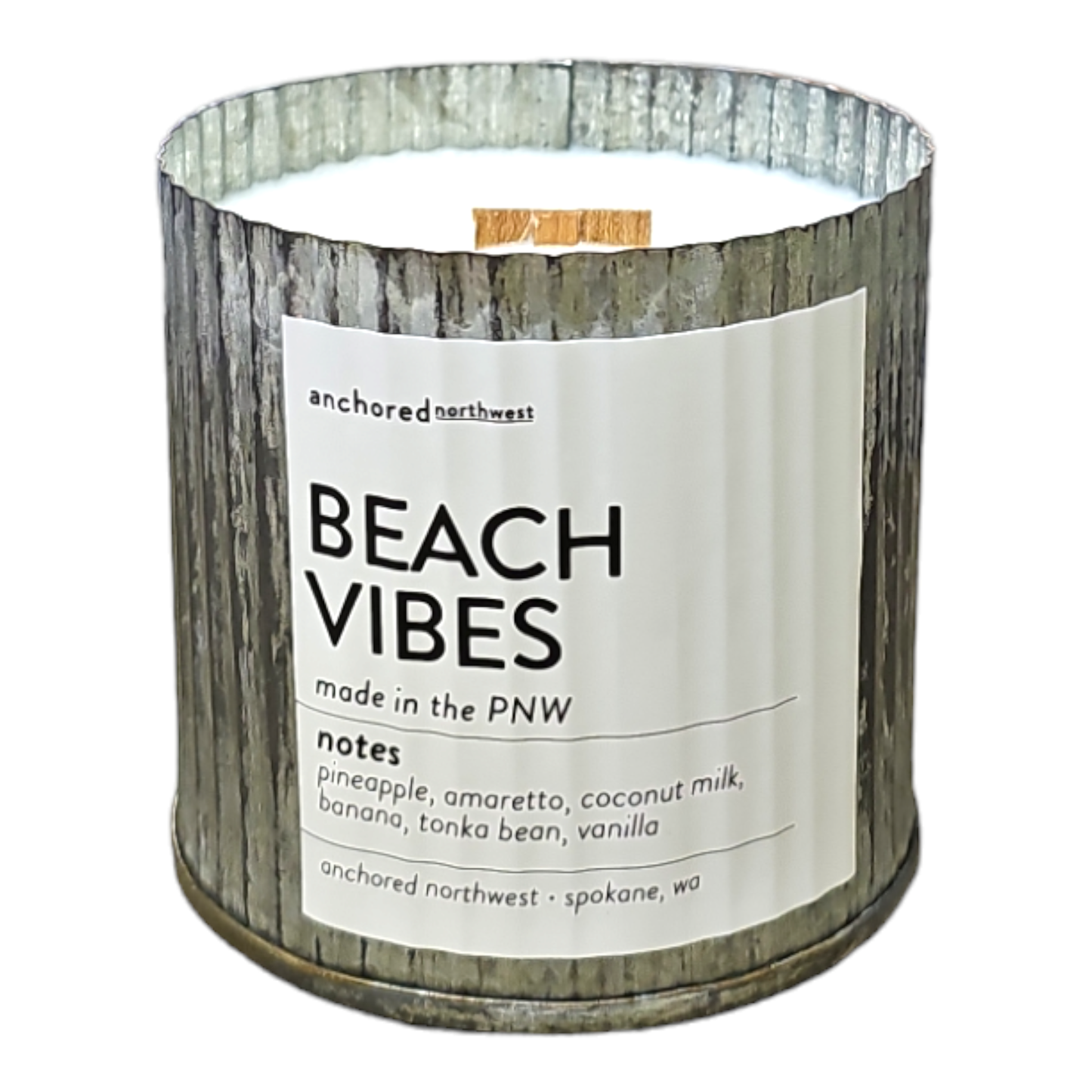 Beach Vibes Rustic Vintage Farmhouse Wood Wick Candle: 10oz