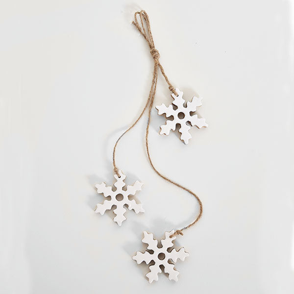 White Enamel Triple Snowflake Hanger
