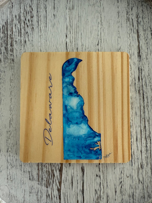 Delaware Wooden Coaster by Cheryl Zapata Art