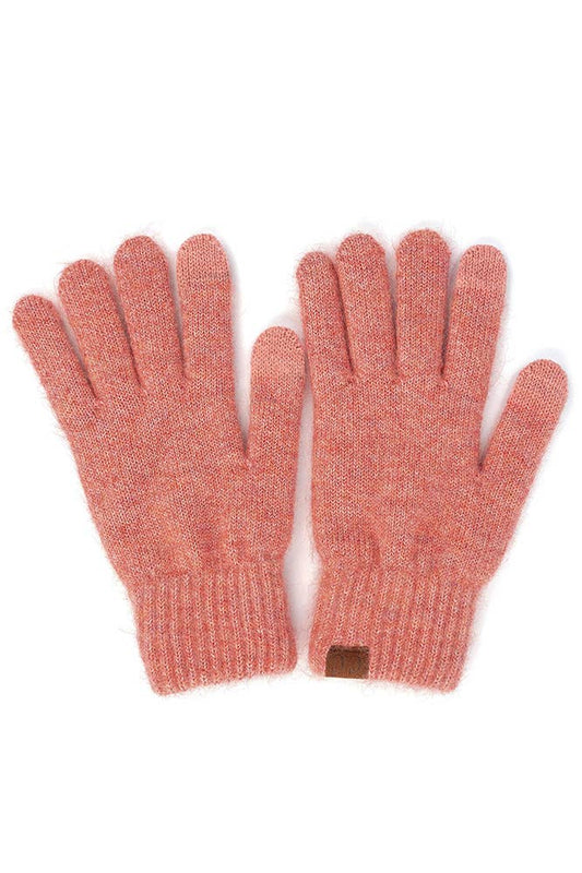 Strawberry Heather Knit Plain Gloves