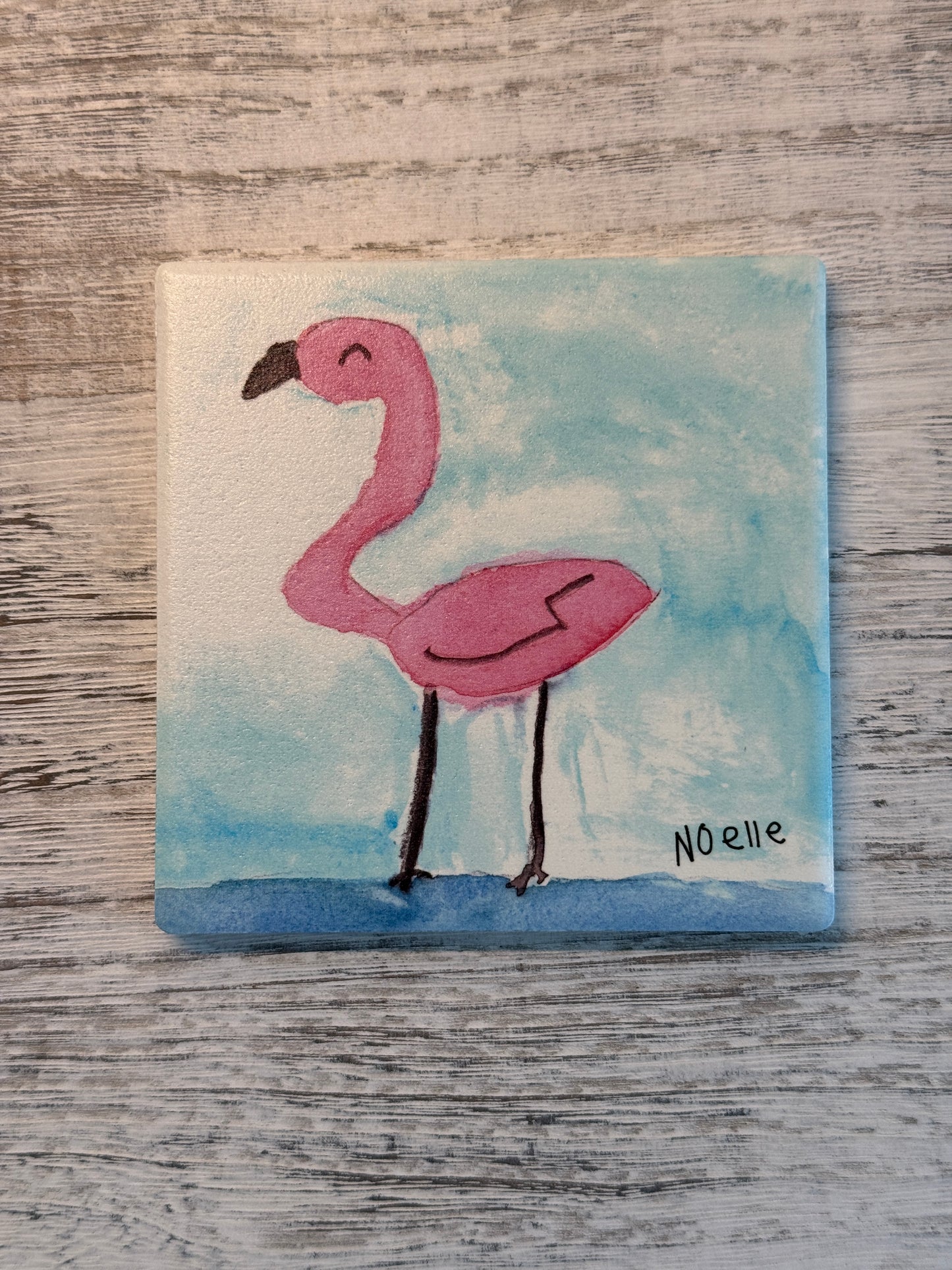 Pink Flamingo Ceramic Coaster by Noelle