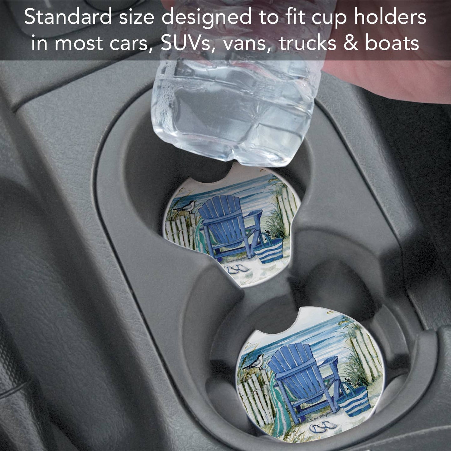 By The Sea Chair Absorbent Stone Car Coaster 1 Pack