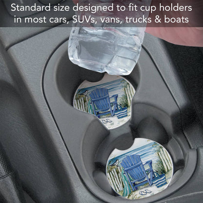 By The Sea Chair Absorbent Stone Car Coaster 1 Pack