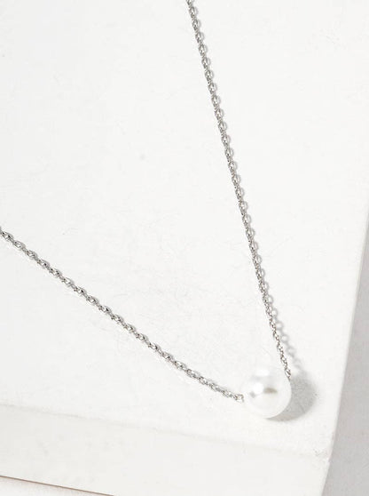 Gold Dainty Pearl Bead Pendant Necklace