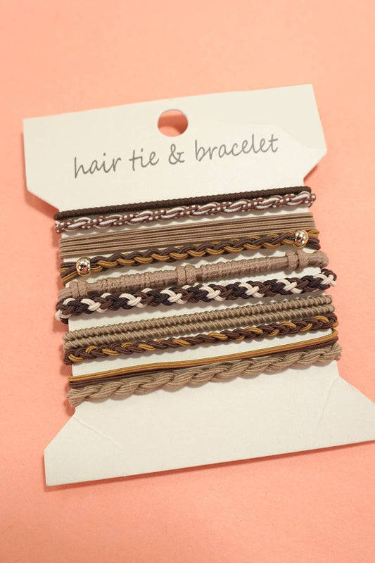 BOHO DUAL FUNCTION KNOT BRACELET HAIR TIES: Tan