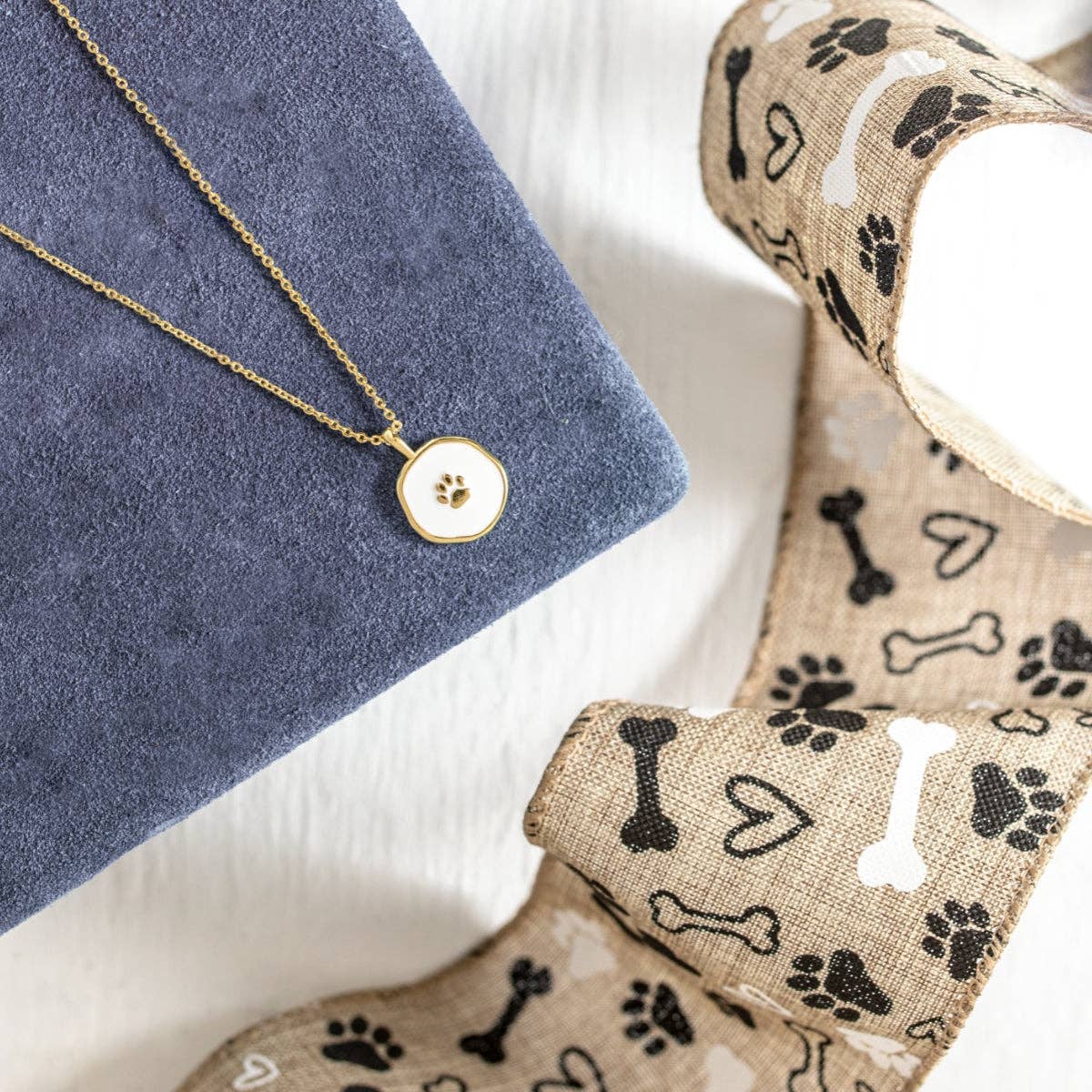 White Animal Lover Pawprint Pendant Necklace