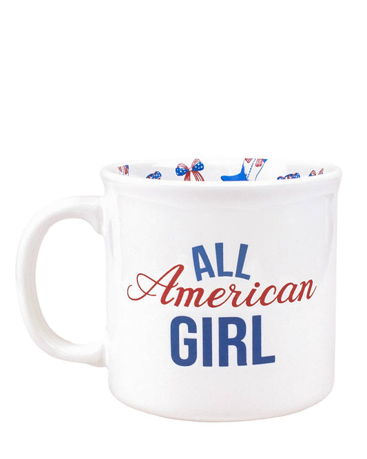 All American Girl Coffee Mug   White/Red/Blue   14oz