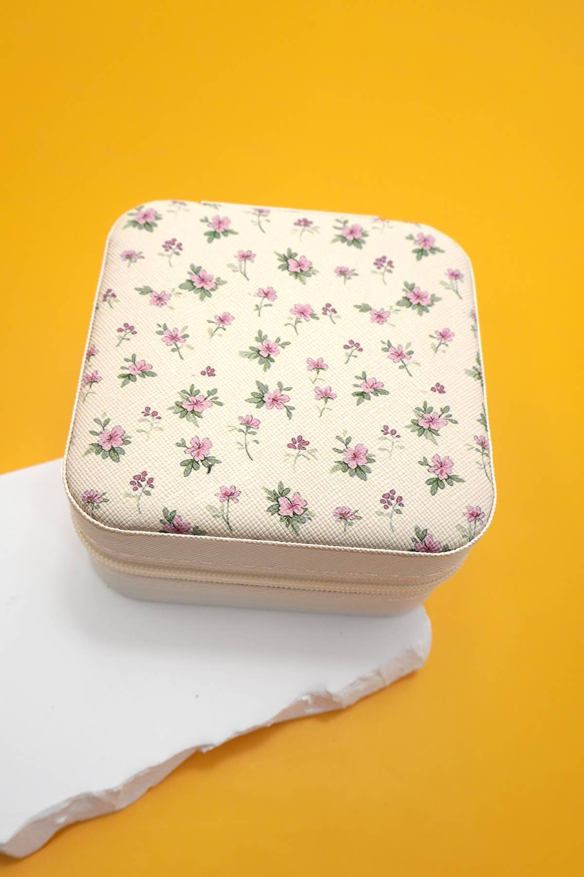 Small Pink Flowers, Jewelry Organizer Travel Box Case
