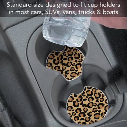 Leopard Print Absorbent Stone Car Coaster 1 Pk