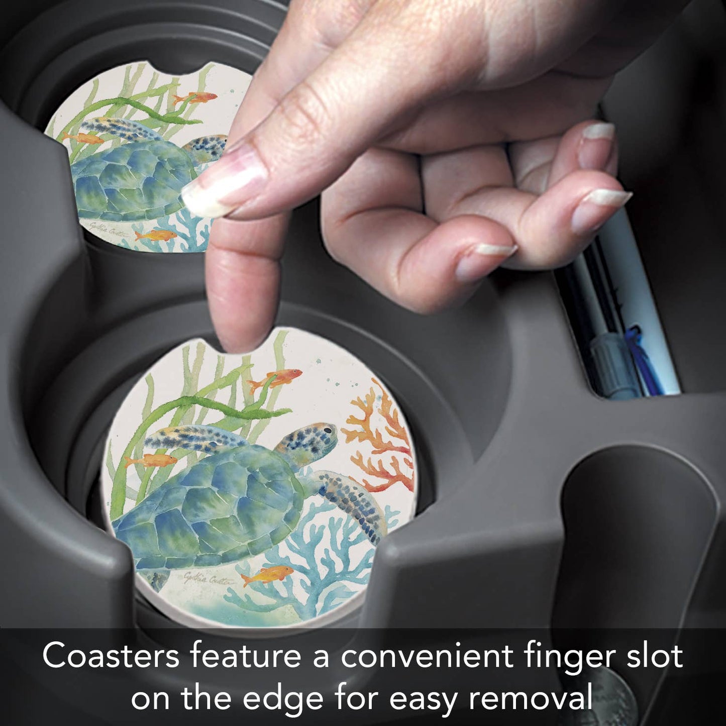 Sea Life Serenade Absorbent Stone Car Coaster 1 Pack