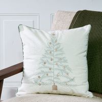 18" Emb. Mint Tree Mocha Pillow
