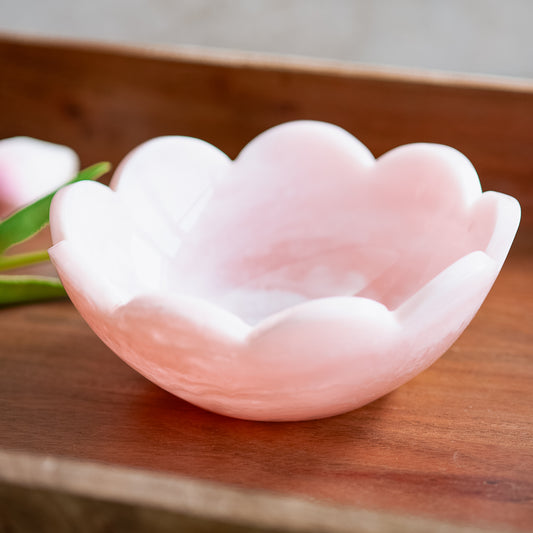 6"W Pink Resin Flower Bowl