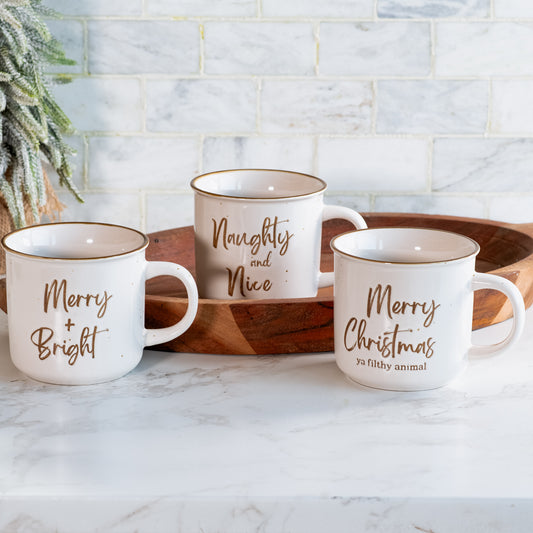 HOLIDAY PHRASE MUGS