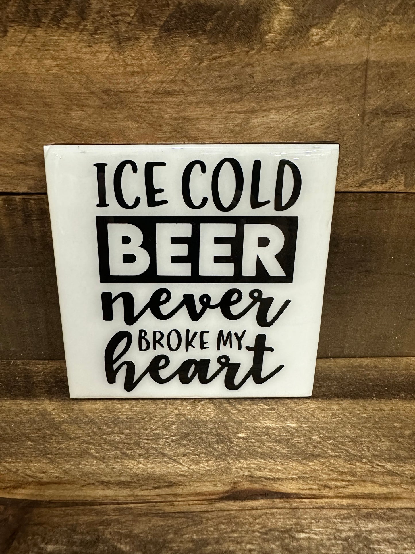 Funny Black & White Ceramic Tile Coaster (Lots of sayings to choose from.)