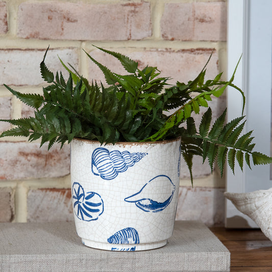 5.3" Blue/White Seashell Vase