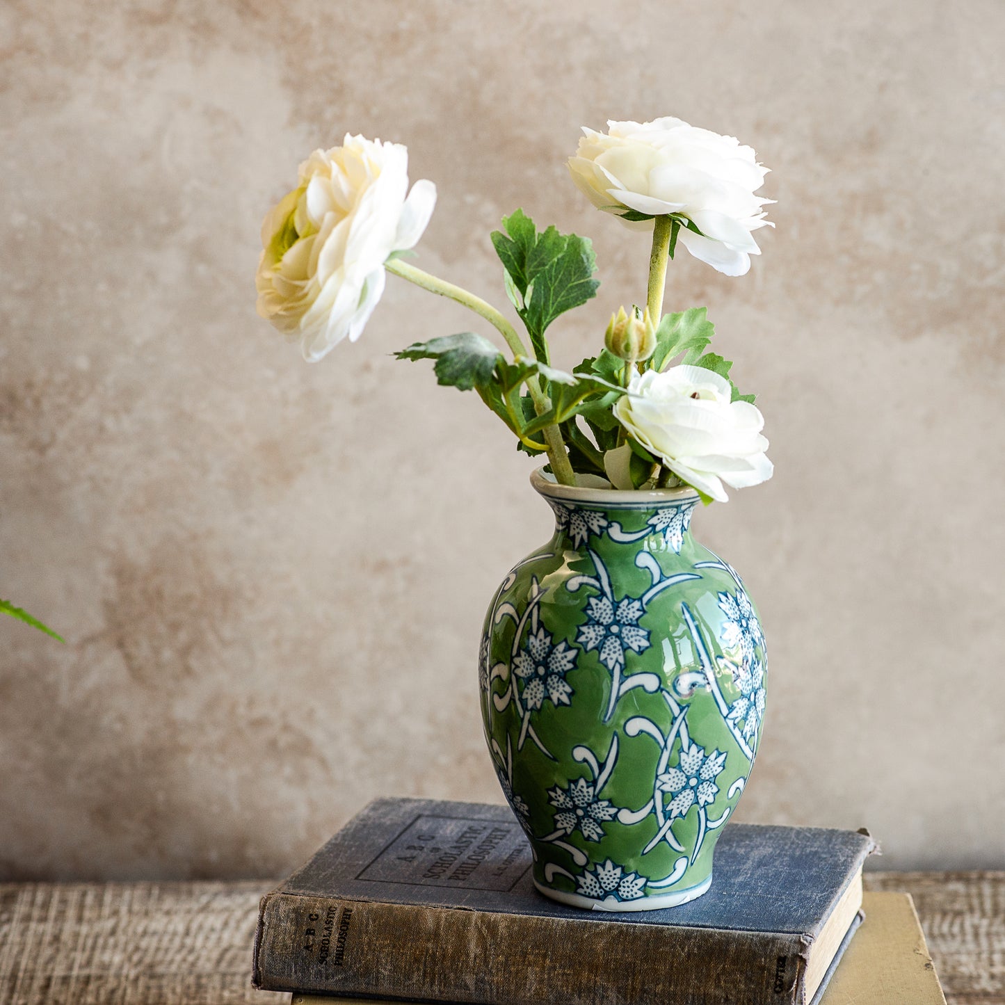 5.9 GR/BL FLORAL BOUQUET VASE