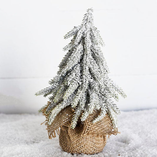 8" Frosted Tree in Burlap