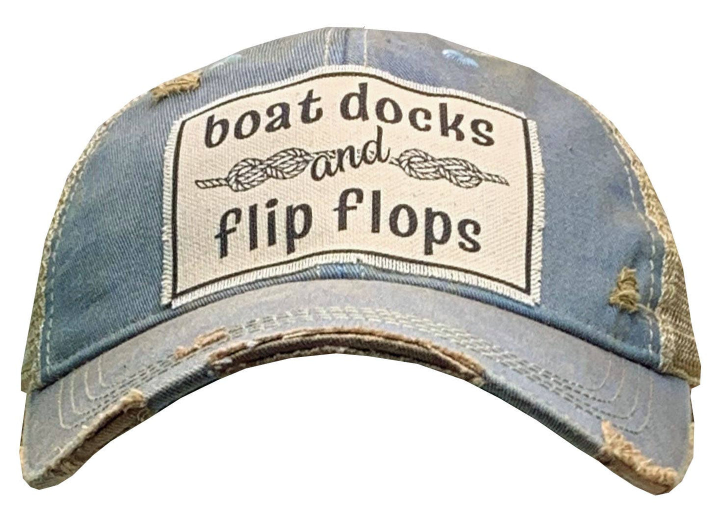 Boat Docks & Flip Flops Distressed Trucker Hat Baseball Cap