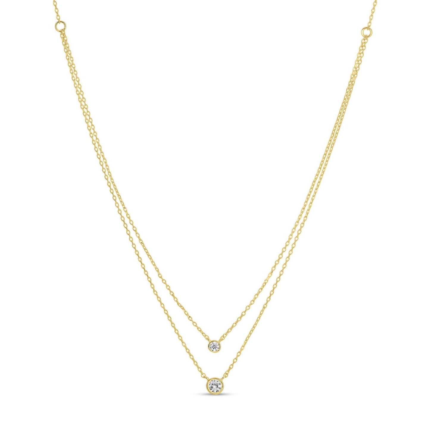 Double Layer Appeal Framed CZ Necklace