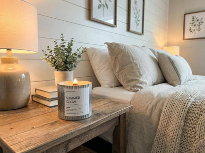 Summer Glow Rustic Vintage Farmhouse Wood Wick Candle: 10oz