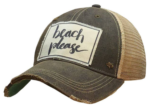 Beach Please Distressed Trucker Hat Baseball Cap