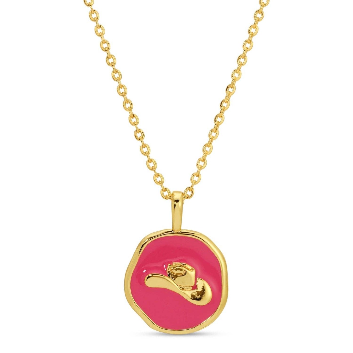 Bright Pink Tiny Cowgirl Hat Pendant Necklace