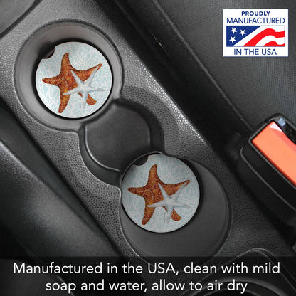 "Seas The Day Starfish" Absorbent Stone Car Coaster 1pk