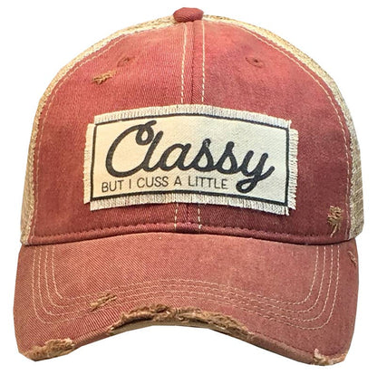 Classy But I Cuss A Little Distressed Trucker Cap