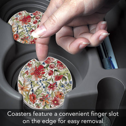 Americana Mood - Floral Absorbent Stone Car Coaster 1 Pk