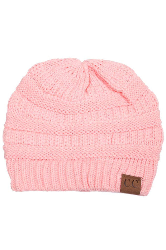 Pale Pink Cable Knit Classic Beanie Winter Hat