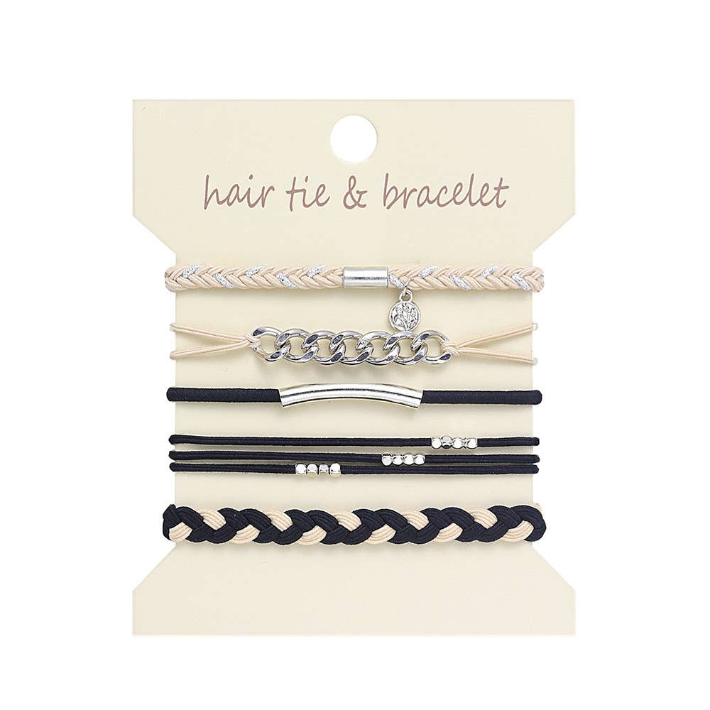 Bohemian Hair Tie Bracelet Set
