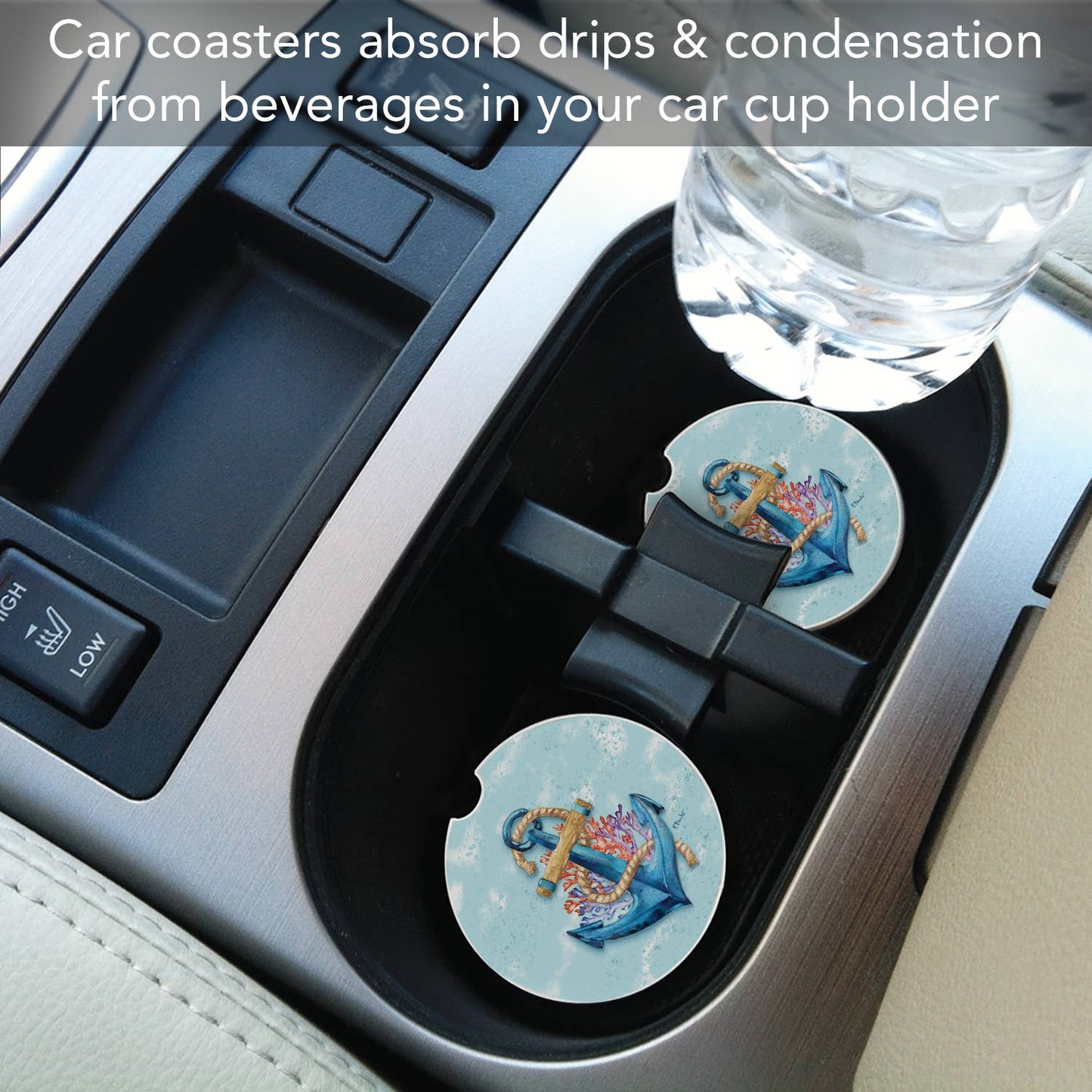 "Submerged Anchor" Absorbent Stone Car Coaster 1pk