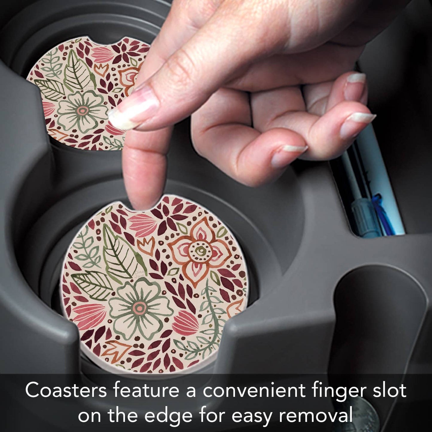 "Floralscape" 1pk Absorbent Stone Car Coaster