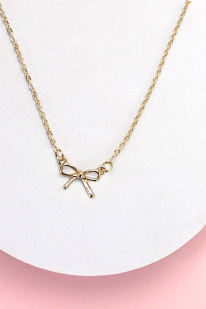 Gold Mini Bow Charm Necklace