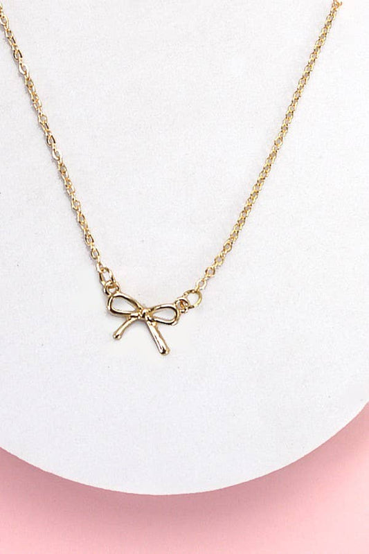 Gold Mini Bow Charm Necklace