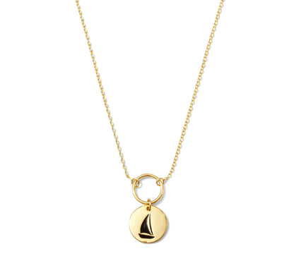 Engraved Pendant Necklace w/Small Ring, Gold