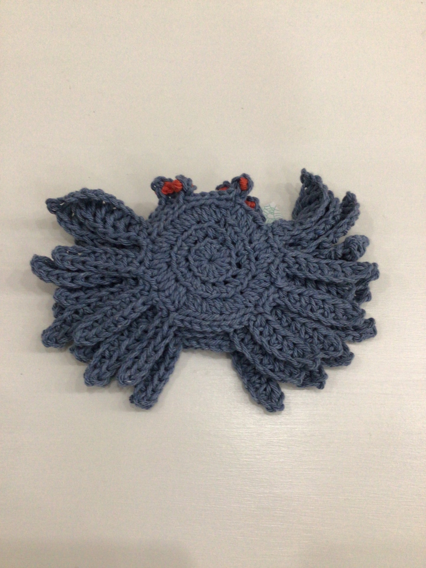 Hand Crocheted Set Of 4 Crab Coasters
