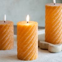 5" LED Orange Twist Pillar Candle
