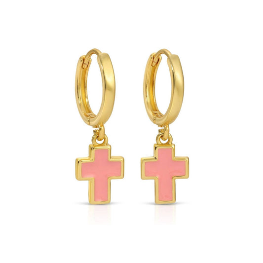 Rose Colorful Cross Drop Huggie