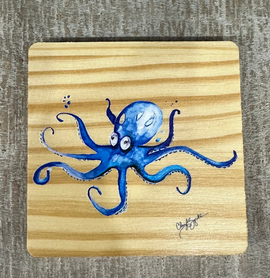 Octopus Wooden Coaster by Cheryl Zapata Art