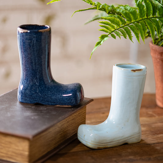 5"H Blue Rainboot Planter