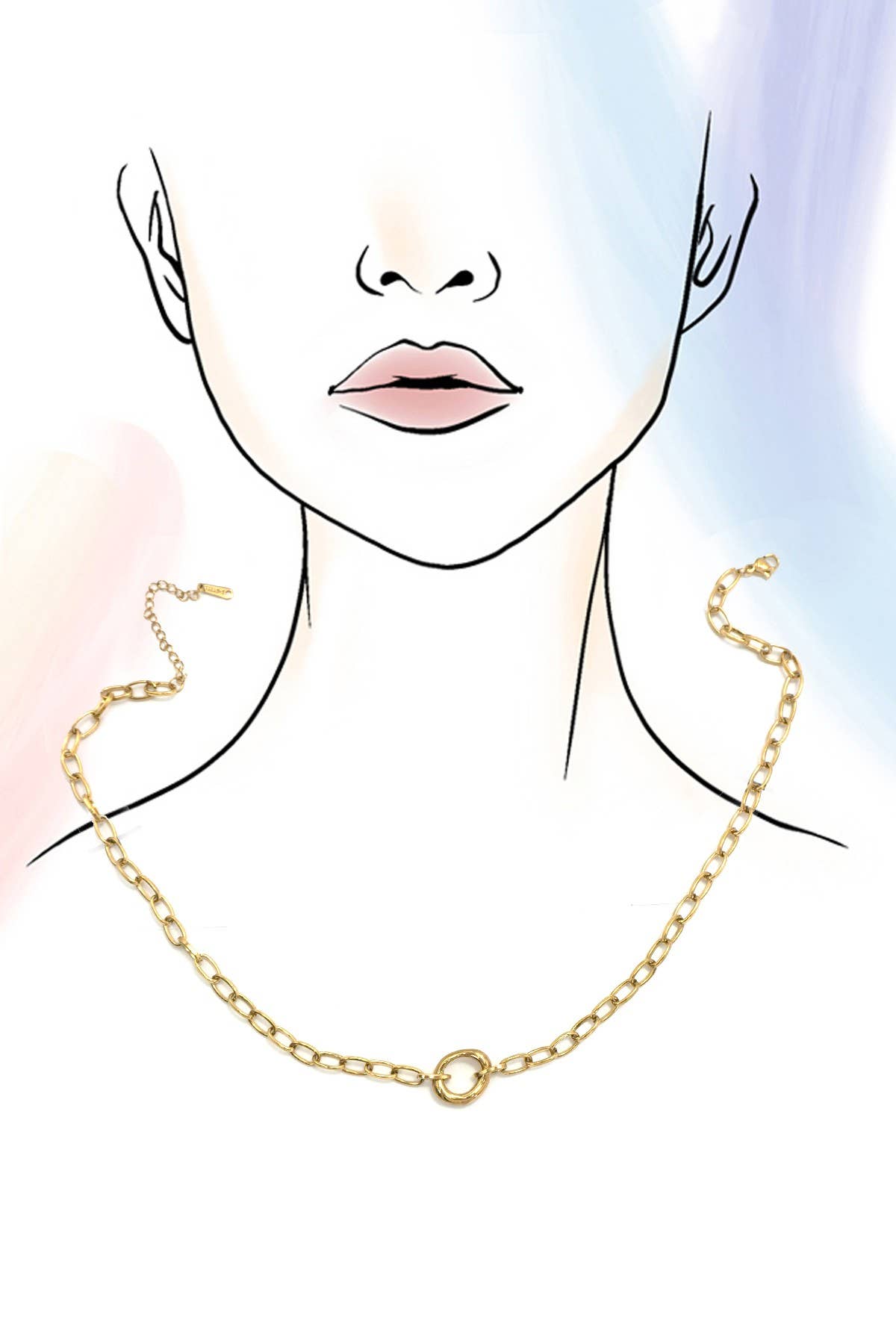 Silver Open Oval Necklace